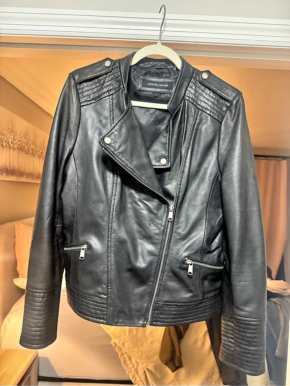 Wilson's Leather Women's Leather Moto Jacket Black Large Like New